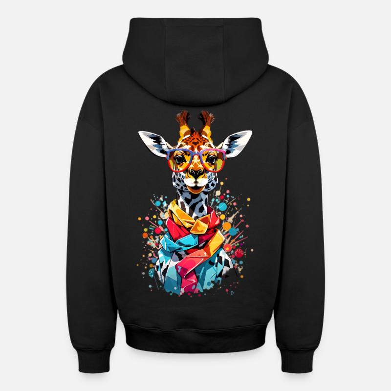 Girafe cool - Sweat à capuche unisexe zippé oversize épais SPREAD - noir