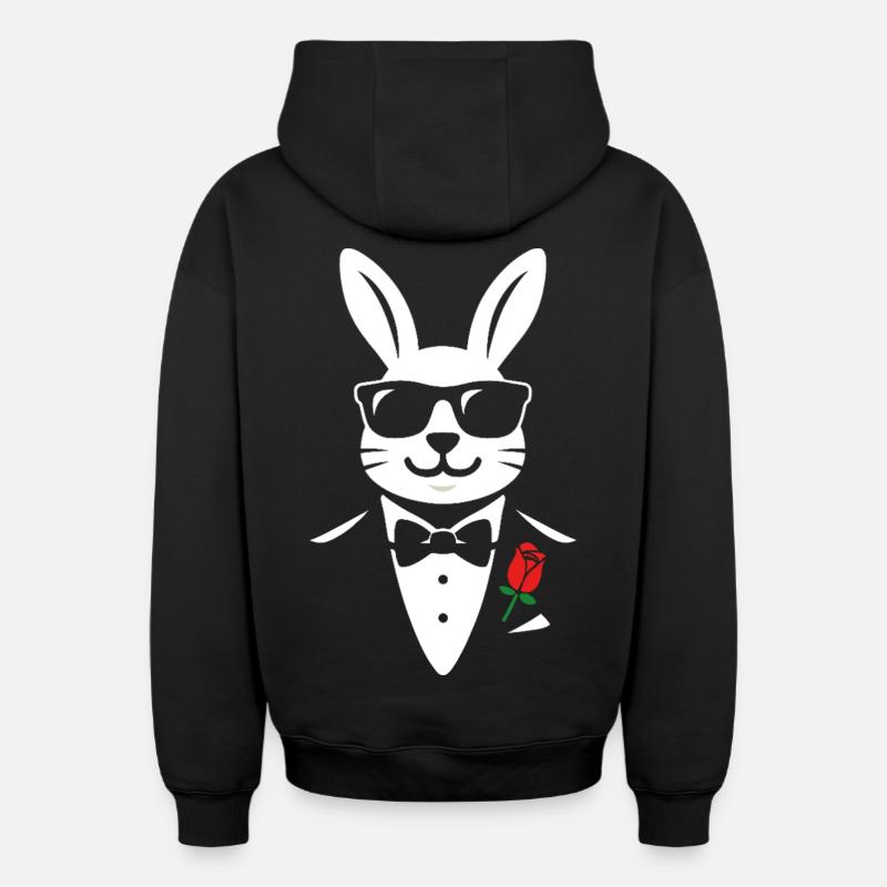 Lapin Gentlehop - Sweat à capuche unisexe zippé oversize épais SPREAD - noir