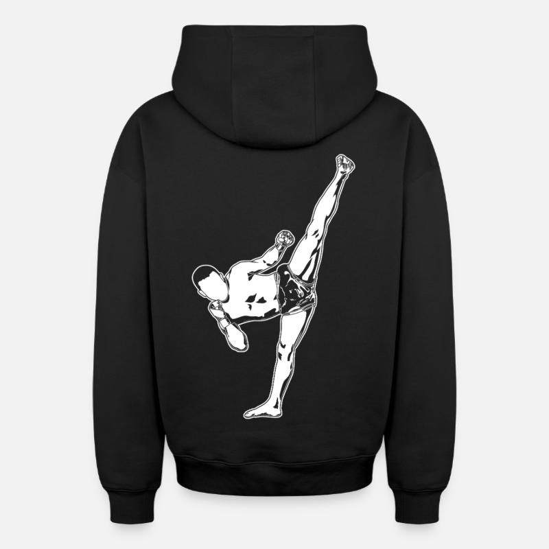 Kickboxeur - Sweat à capuche unisexe zippé oversize épais SPREAD - noir