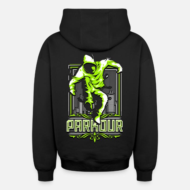 Parkour - Sweat à capuche unisexe zippé oversize épais SPREAD - noir