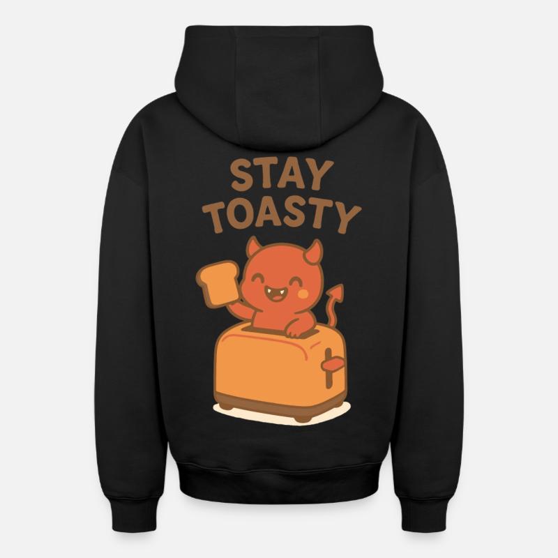 Petit-déjeuner Toasty Devil - Sweat à capuche unisexe zippé oversize épais SPREAD - noir