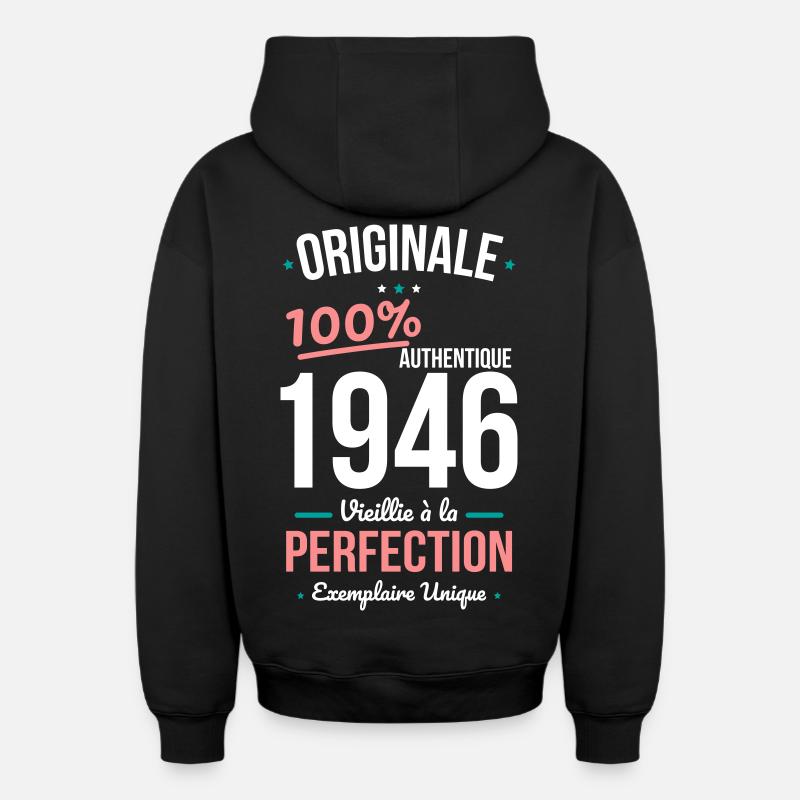 1946 – Originale – Exemplaire unique - Sweat à capuche unisexe zippé oversize épais SPREAD - noir