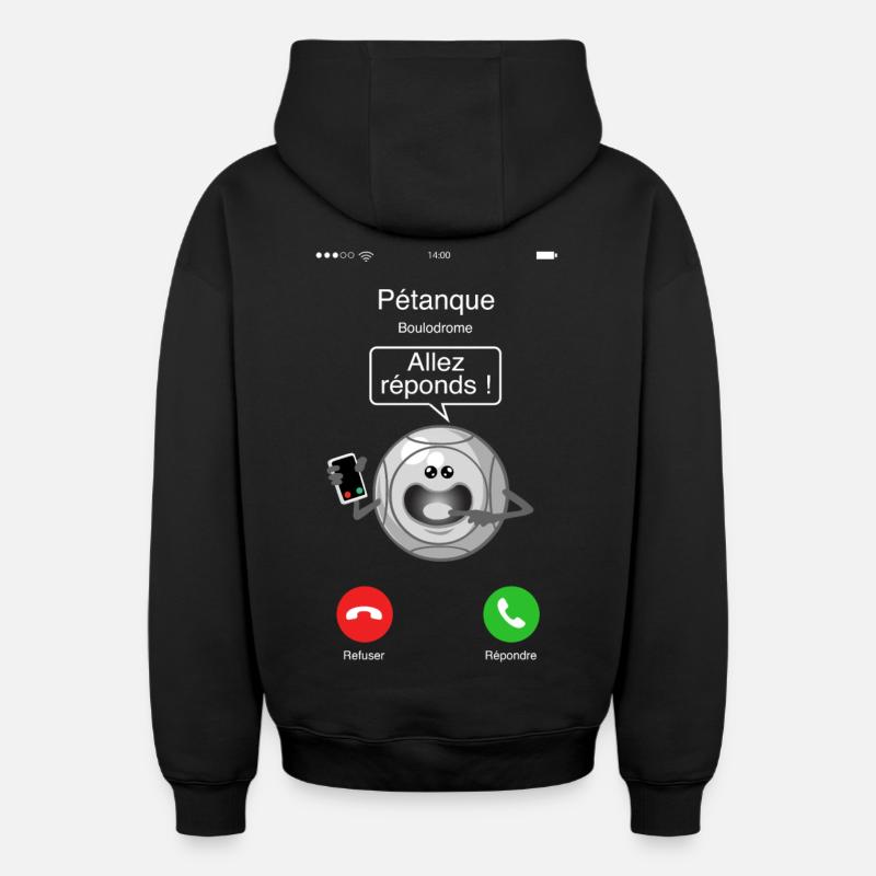 Appel de la pétanque - Sweat à capuche unisexe zippé oversize épais SPREAD - noir