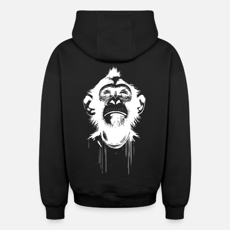 Président Singe - Sweat à capuche unisexe zippé oversize épais SPREAD - noir