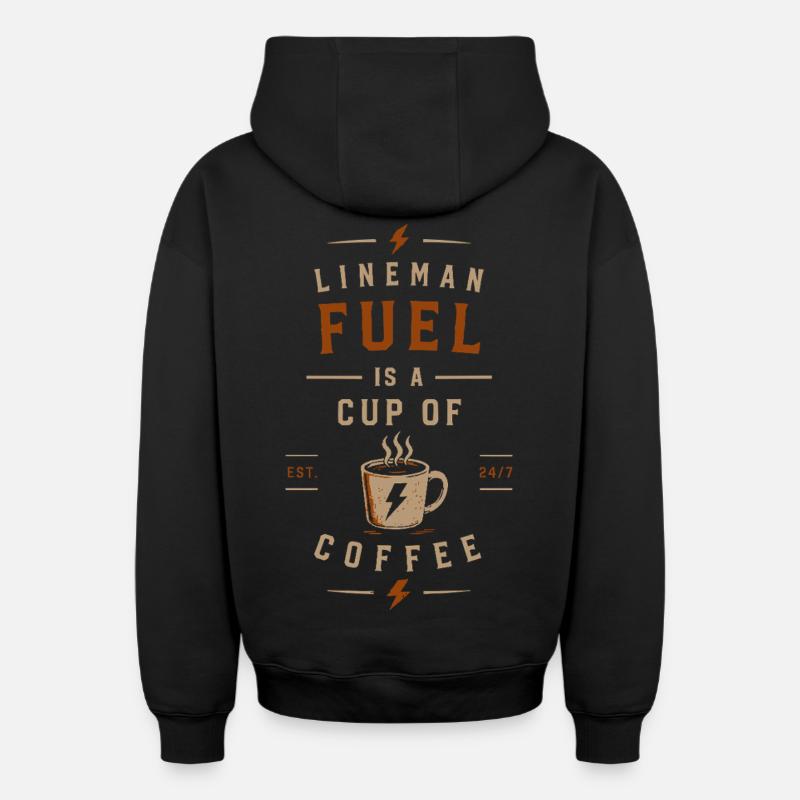 Tension énergétique du café Électricien - Sweat à capuche unisexe zippé oversize épais SPREAD - noir