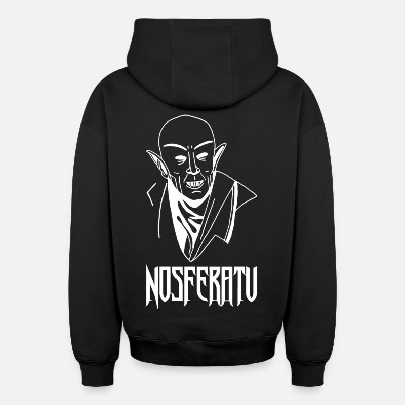 Nosferatu le vampire (blanc) - Sweat à capuche unisexe zippé oversize épais SPREAD - noir