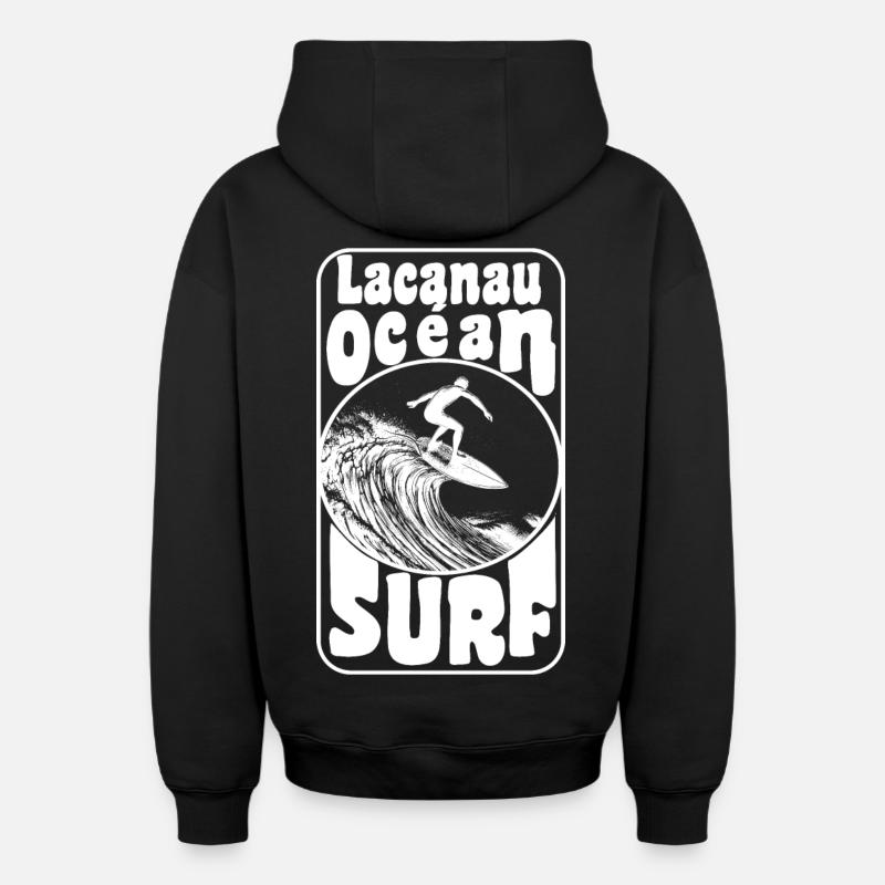 LACANAU - Sweat à capuche unisexe zippé oversize épais SPREAD - noir