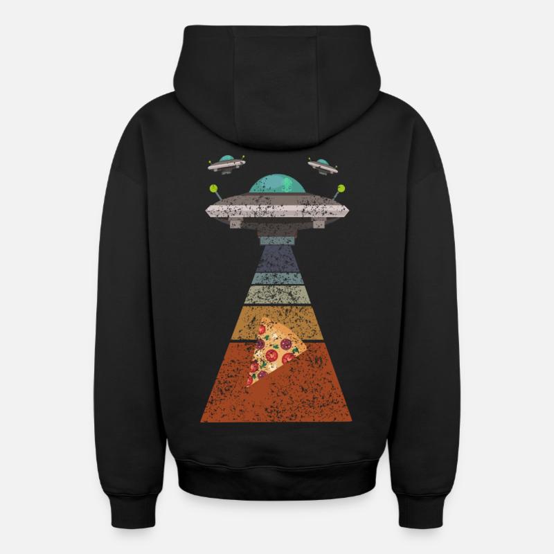 Pizza Ufo - Sweat à capuche unisexe zippé oversize épais SPREAD - noir