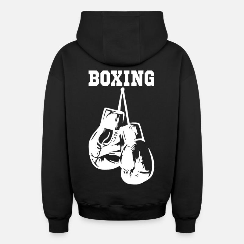 Gants de boxe blancs - Sweat à capuche unisexe zippé oversize épais SPREAD - noir