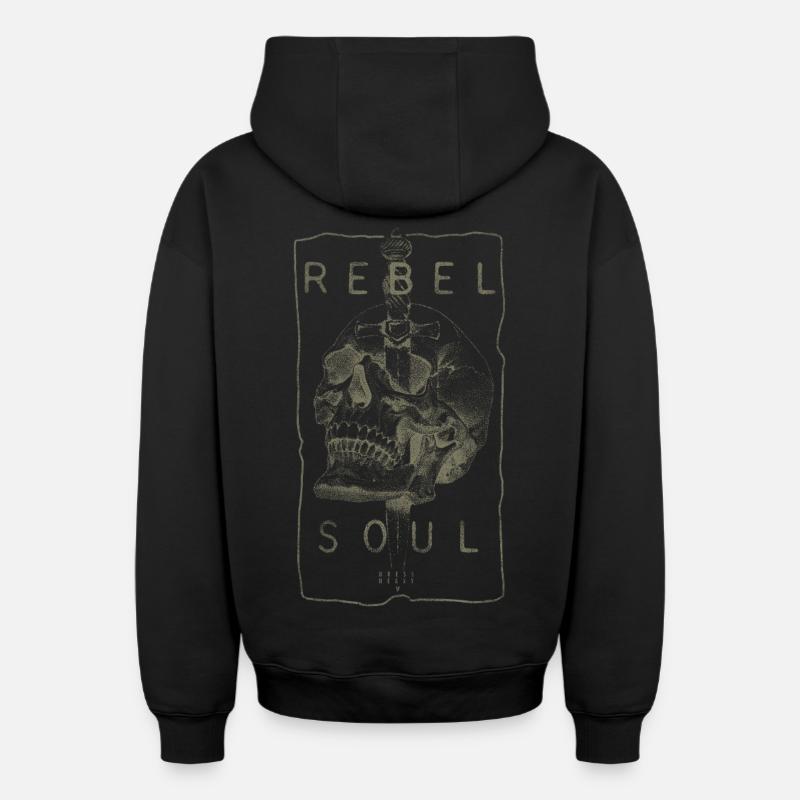 Âme rebelle - Sweat à capuche unisexe zippé oversize épais SPREAD - noir