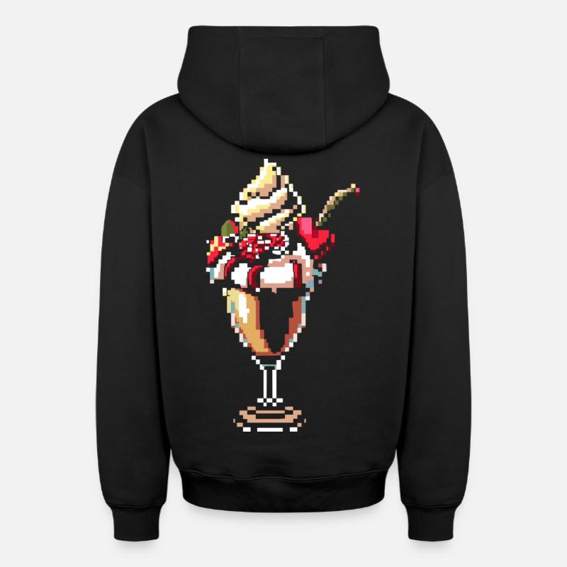 Eisbecher Pixel Grafik - Oversized Heavyweight Unisex Zip Hoodie - Schwarz