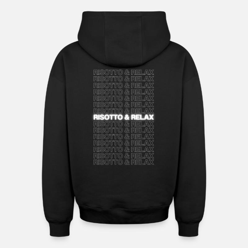 Risotto & Relax - Sweat à capuche unisexe zippé oversize épais SPREAD - noir
