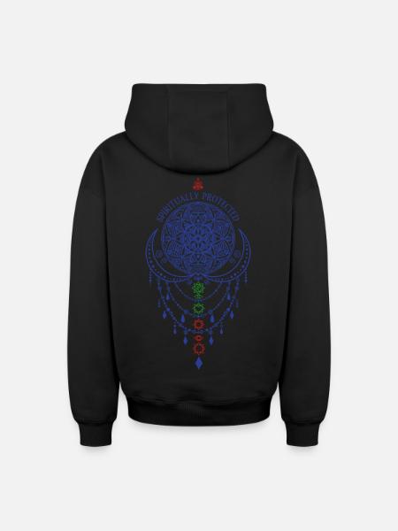 Spirituality Spiritually Protected Sacred Geometry - Oversized Heavyweight Unisex Zip Hoodie - black