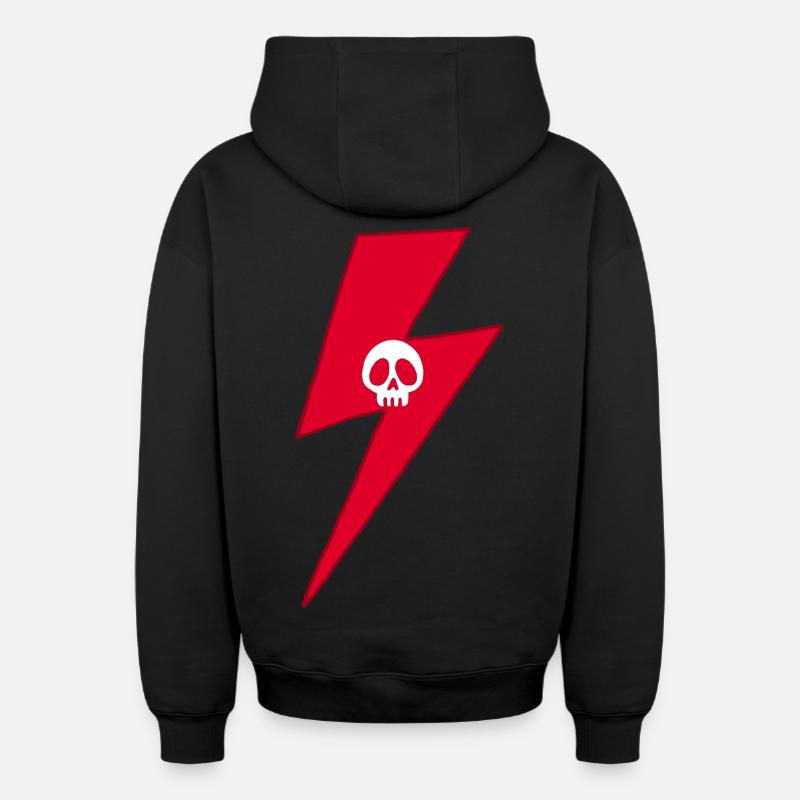 Crâne et éclair rouge - Sweat à capuche unisexe zippé oversize épais SPREAD - noir