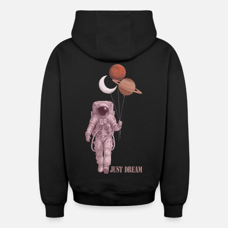 astronaute - Sweat à capuche unisexe zippé oversize épais SPREAD - noir