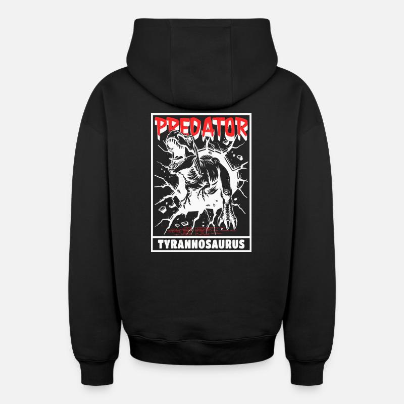 Prédateur - Tyrannosaure - Sweat à capuche unisexe zippé oversize épais SPREAD - noir