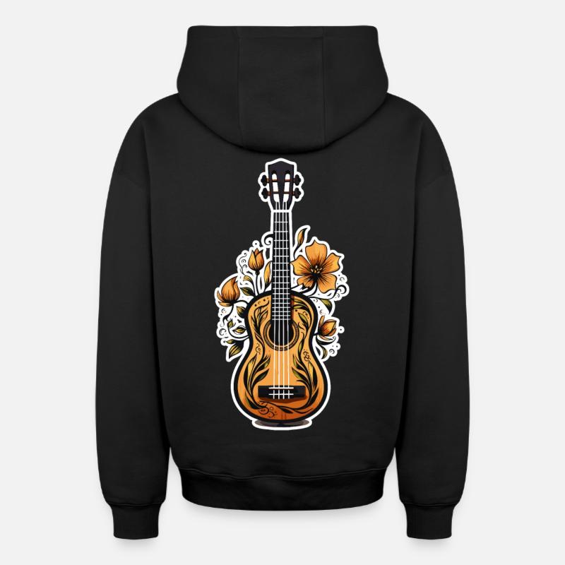 Graphiques Ukulele - Sweat à capuche unisexe zippé oversize épais SPREAD - noir