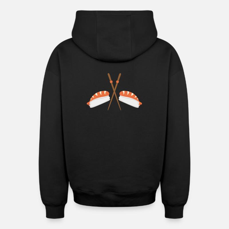 Sushi - Sweat à capuche unisexe zippé oversize épais SPREAD - noir