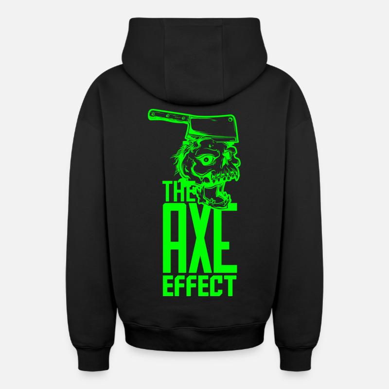 Crâne avec hache - Sweat à capuche unisexe zippé oversize épais SPREAD - noir