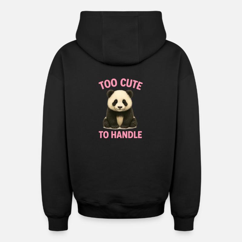 Panda mignon avec dicton - Sweat à capuche unisexe zippé oversize épais SPREAD - noir