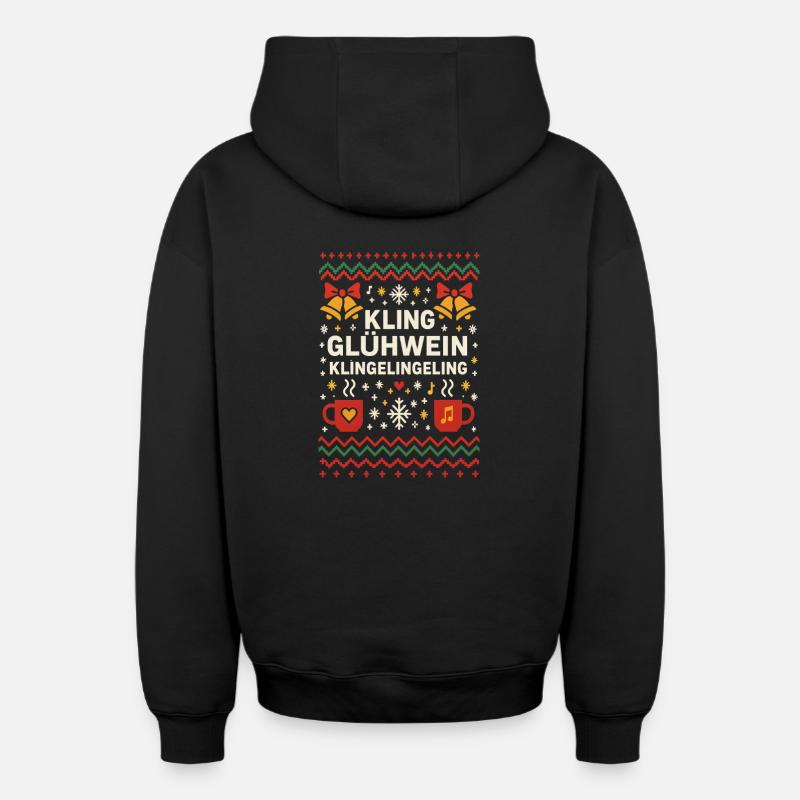 Klingelingeling au vin chaud - Sweat à capuche unisexe zippé oversize épais SPREAD - noir