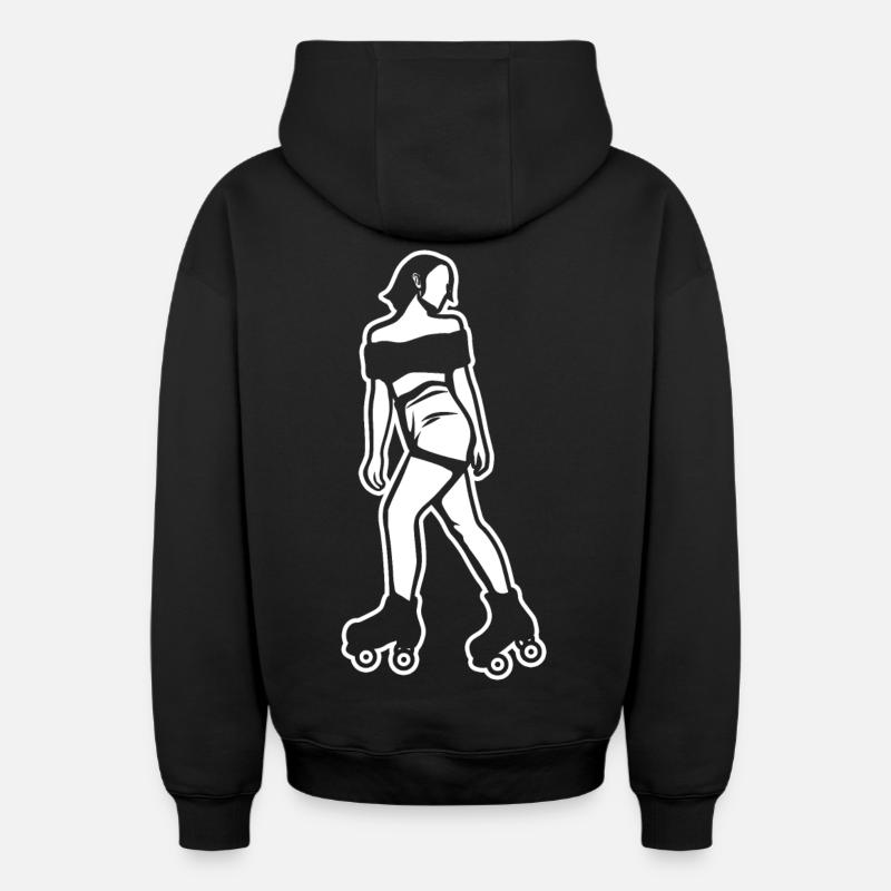 Rollerskates Mädchen - Oversized Heavyweight Unisex Zip Hoodie - Schwarz