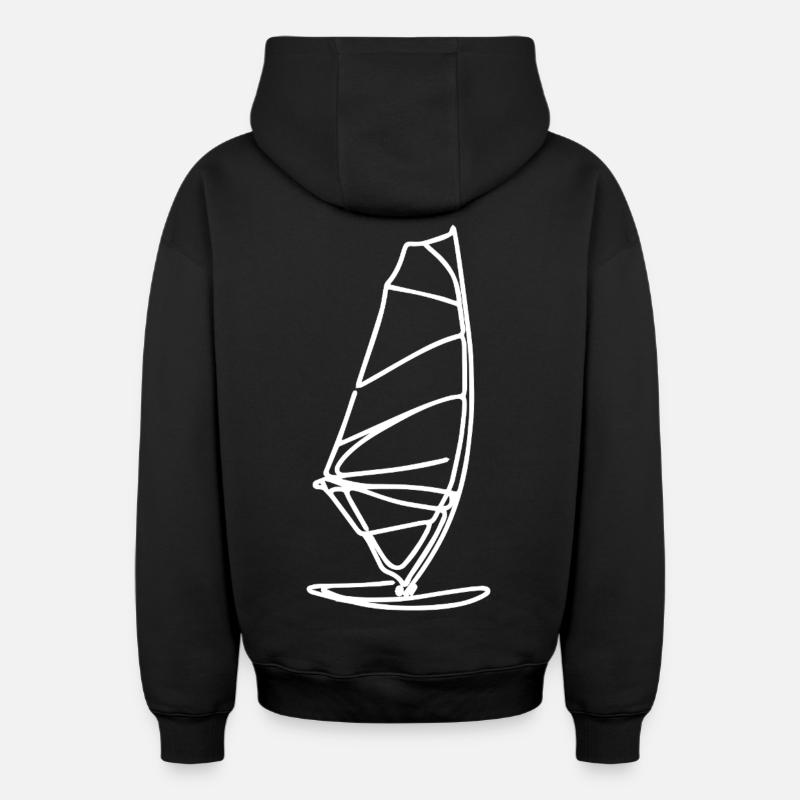 Croquis de planche à voile - Sweat à capuche unisexe zippé oversize épais SPREAD - noir