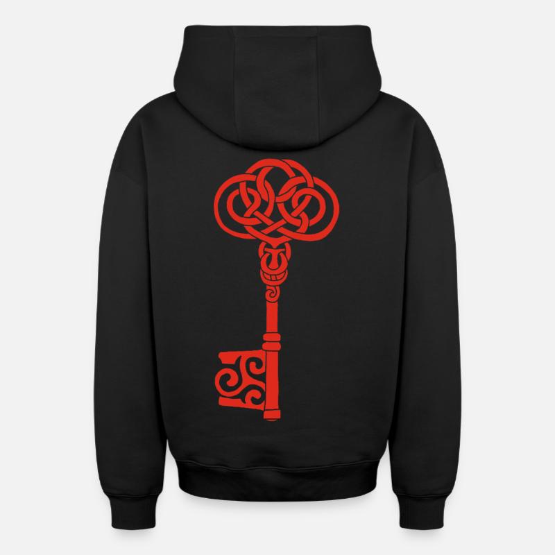 Clef celtique rouge - Sweat à capuche unisexe zippé oversize épais SPREAD - noir