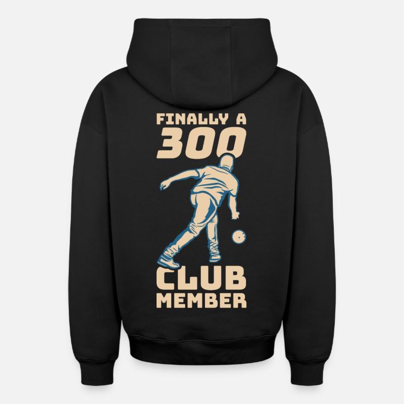 300 points bowling - Sweat à capuche unisexe zippé oversize épais SPREAD - noir