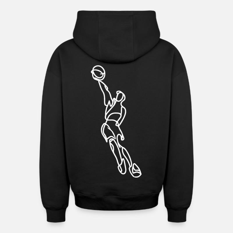 Basketteur - Sweat à capuche unisexe zippé oversize épais SPREAD - noir