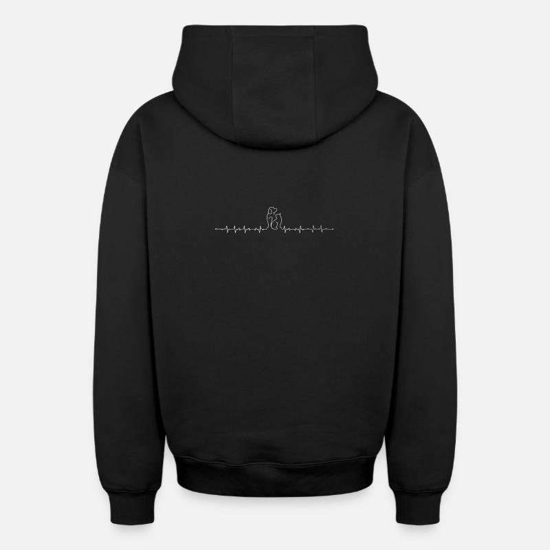 Duo Silhouette Battement de Cœur - Sweat à capuche unisexe zippé oversize épais SPREAD - noir