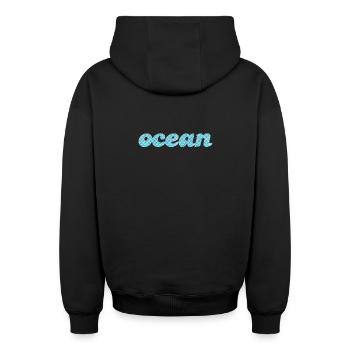 Ocean Ocean Fish Scales Sea Pattern Maritime Aqua - Sweat à capuche unisexe zippé oversize épais SPREAD - noir - Dos - AI Model Male 185 dark (185cm)