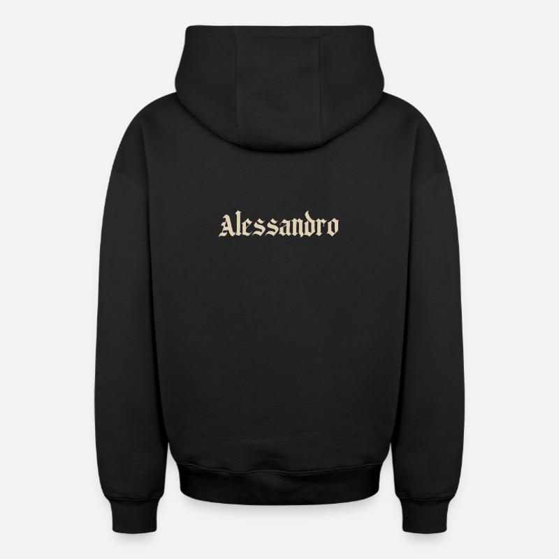 Alessandro Gothic Script - Oversized Heavyweight Unisex Zip Hoodie - Schwarz