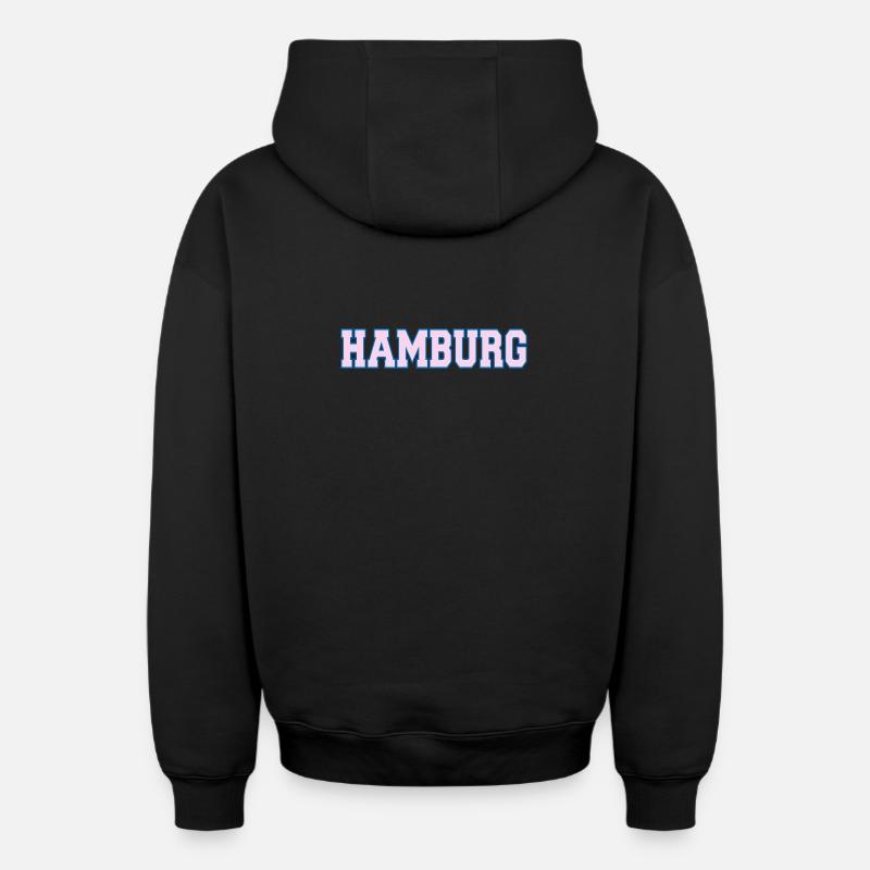 Lettrage Hambourg - Sweat à capuche unisexe zippé oversize épais SPREAD - noir