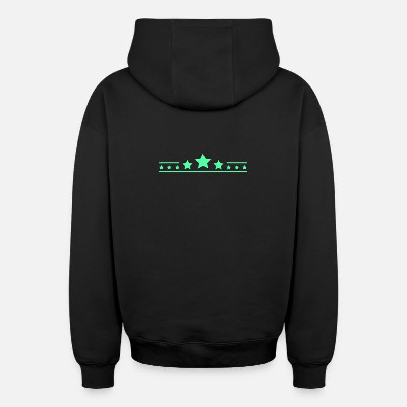 Étoiles- - Sweat à capuche unisexe zippé oversize épais SPREAD - noir