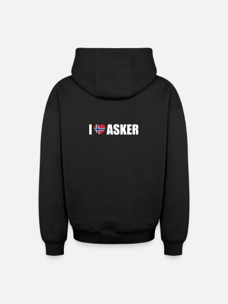 I love Asker Norway - Oversized Heavyweight Unisex Zip Hoodie - black