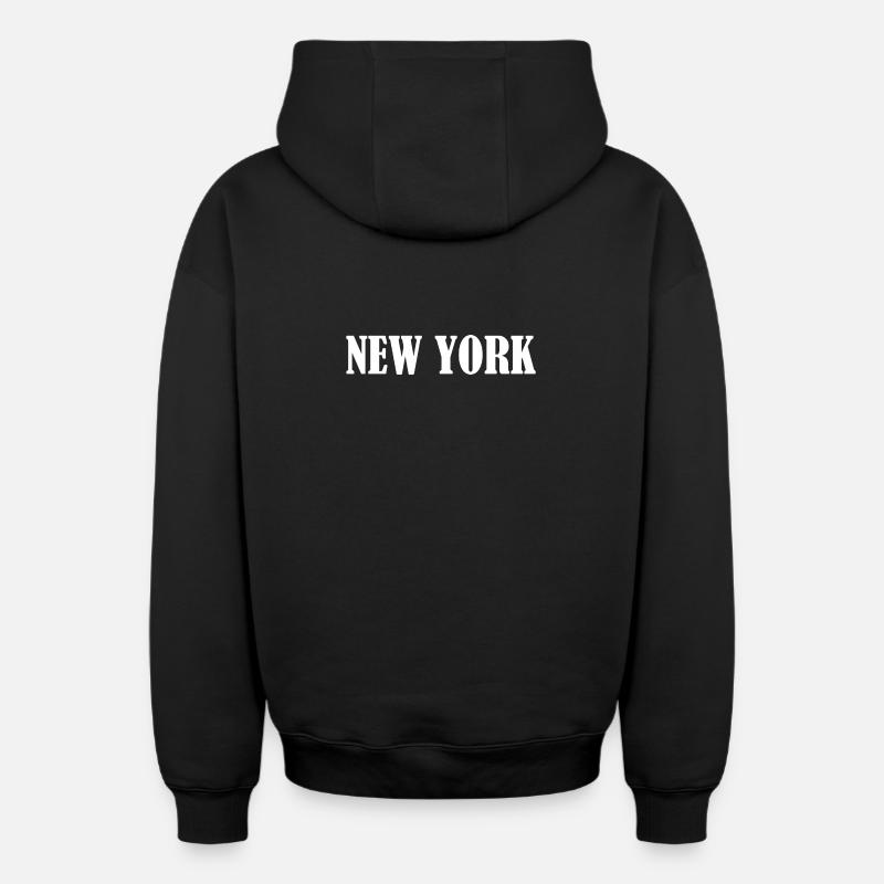 NEW YORK - Sweat à capuche unisexe zippé oversize épais SPREAD - noir