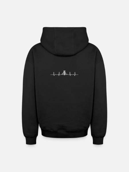 Heartbeat Lantern Silhouette - Oversized Heavyweight Unisex Zip Hoodie - black