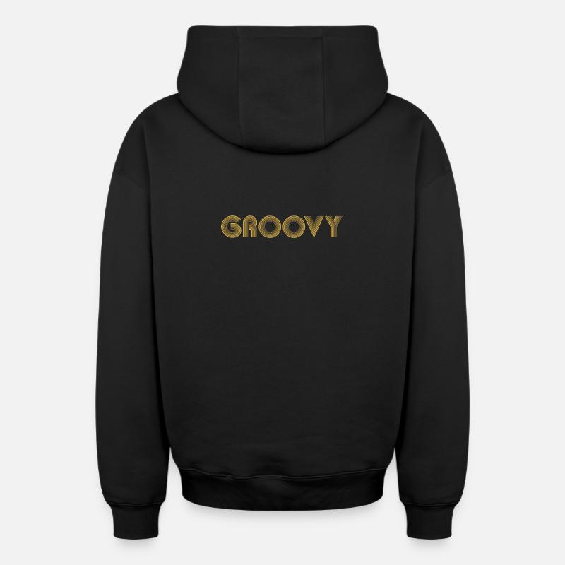 GROOVY Funk - Sweat à capuche unisexe zippé oversize épais SPREAD - noir