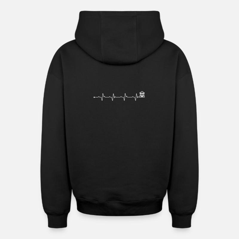Heartbeat Athènes - Sweat à capuche unisexe zippé oversize épais SPREAD - noir