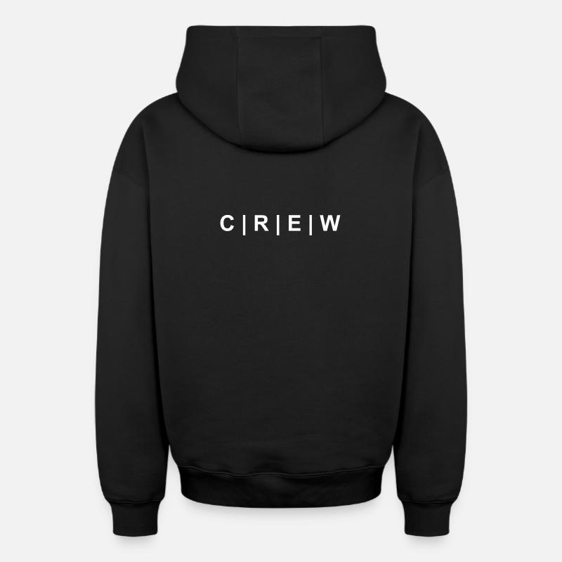 CREW blanc - Sweat à capuche unisexe zippé oversize épais SPREAD - noir
