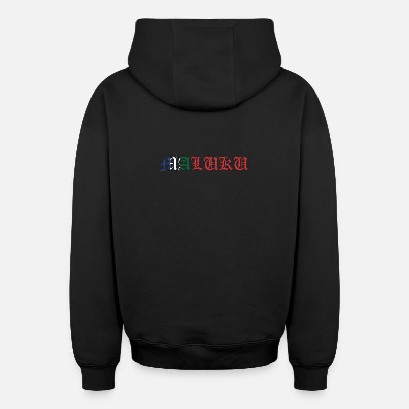 Maluku RMS - Sweat à capuche unisexe zippé oversize épais SPREAD - noir
