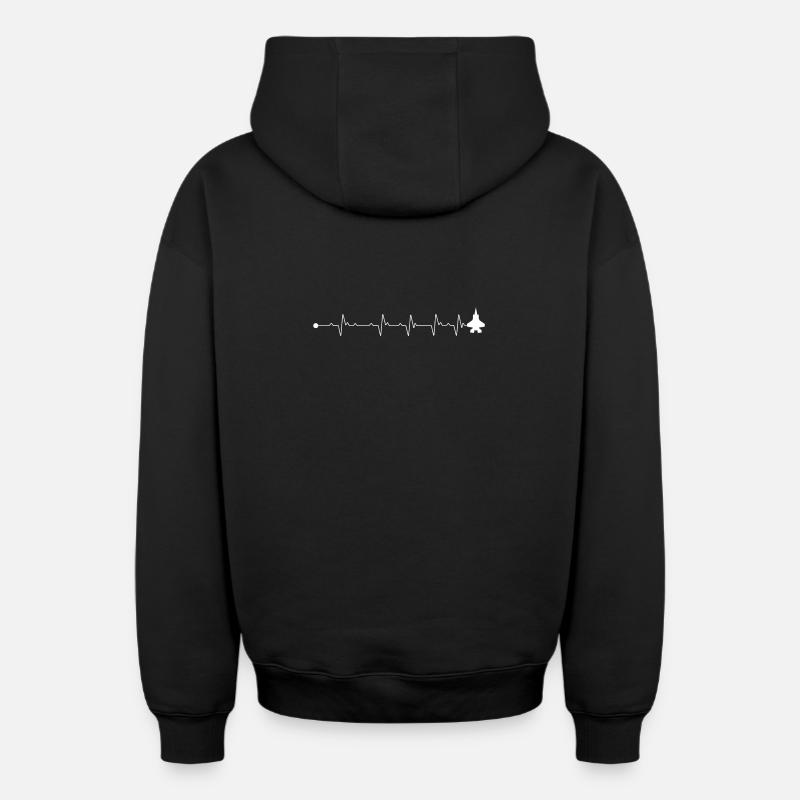 Avion à réaction Heartbeat - Sweat à capuche unisexe zippé oversize épais SPREAD - noir