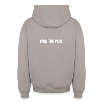 greyline - Oversized Heavyweight Unisex Zip Hoodie - taupe - Back - AI Model Male 178 light (178cm)