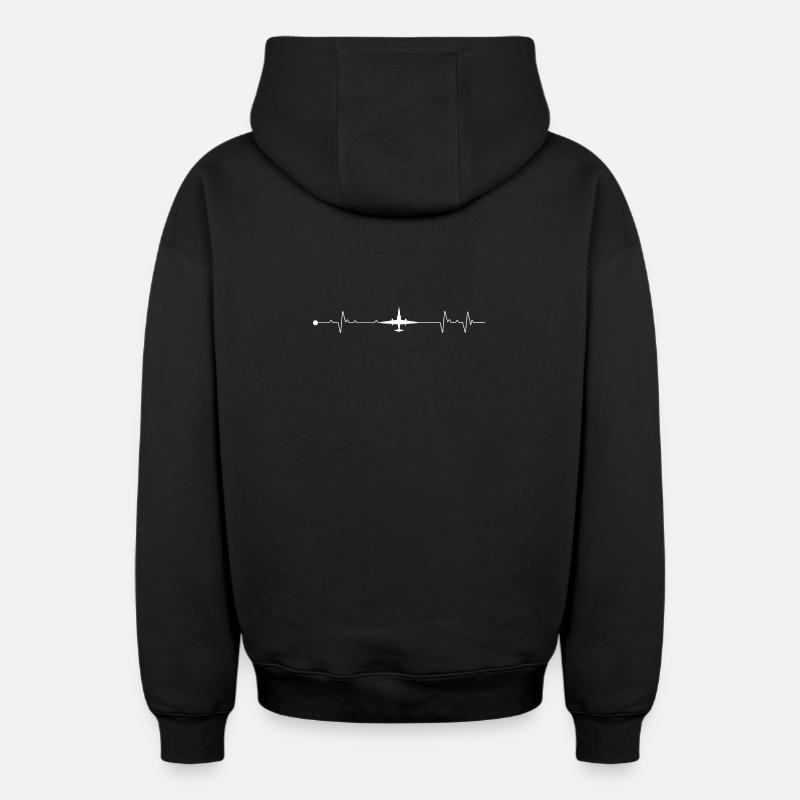 Plan de pulsation - Sweat à capuche unisexe zippé oversize épais SPREAD - noir