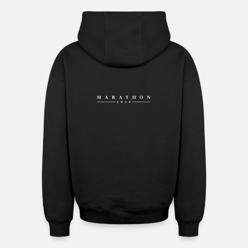 Lettrage Marathon 2026 - Sweat à capuche unisexe zippé oversize épais SPREAD - noir