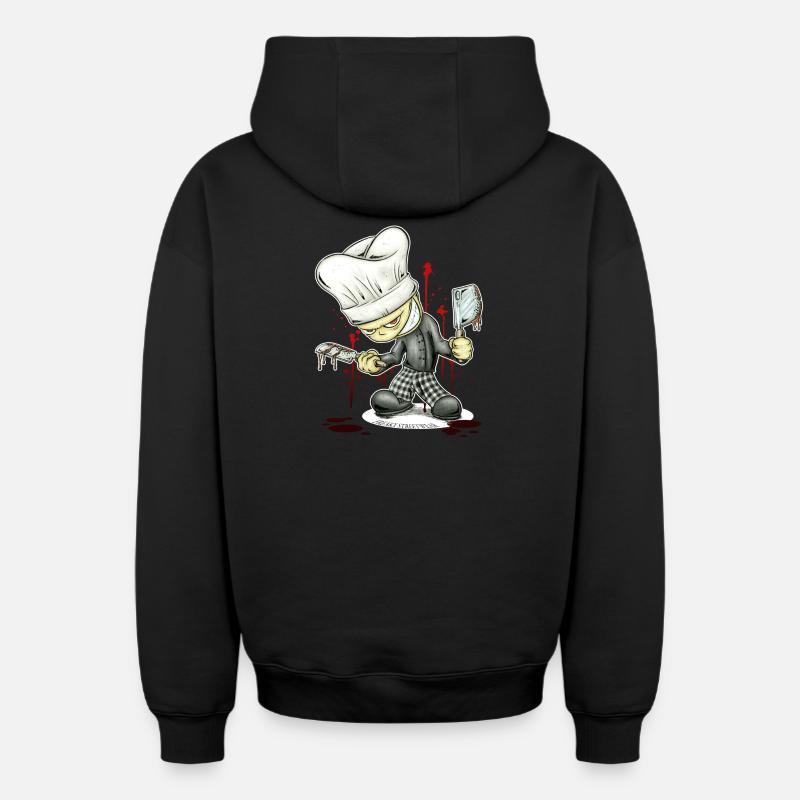 Kleiner Koch - Sweat à capuche unisexe zippé oversize épais SPREAD - noir