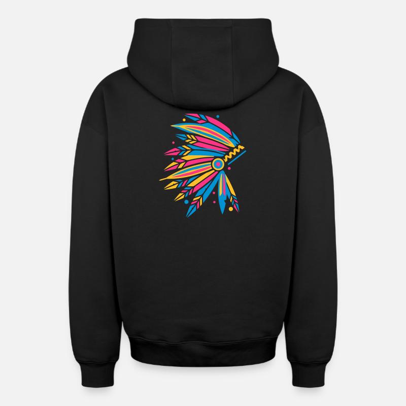 Kopfschmuck Häuptling - Oversized Heavyweight Unisex Zip Hoodie - Schwarz