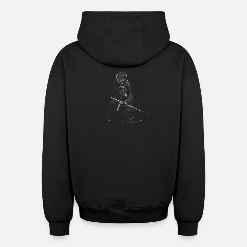 kendo - Sweat à capuche unisexe zippé oversize épais SPREAD - noir