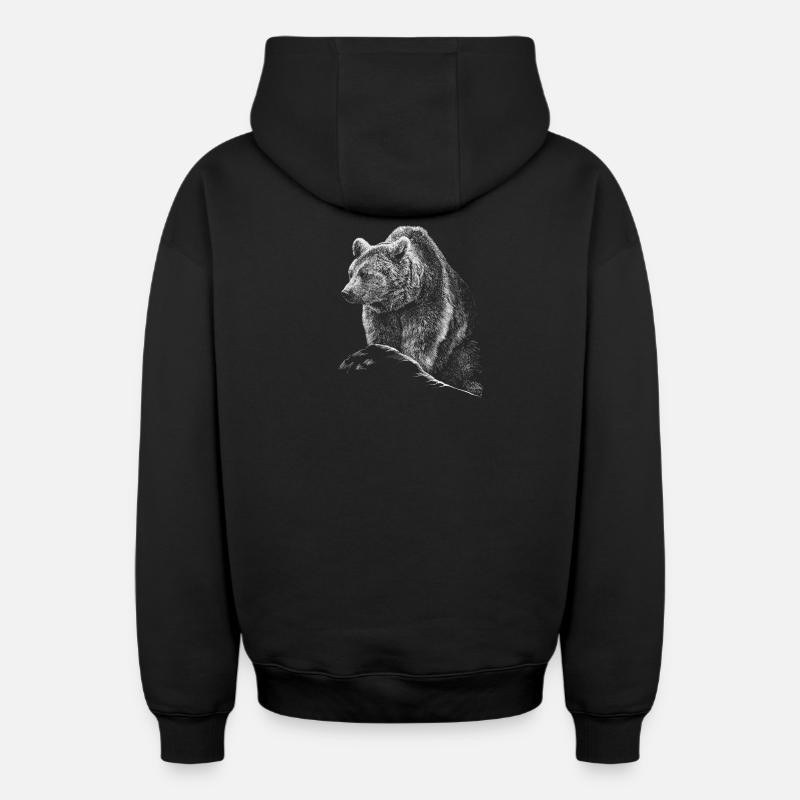 Bear - Sweat à capuche unisexe zippé oversize épais SPREAD - noir